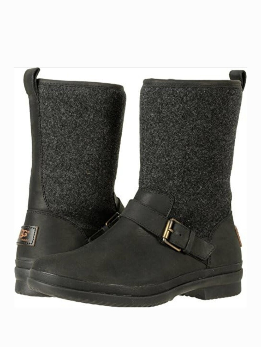 UGG Robbie Waterproof Black and Gray Mid-Calf Buckle Winter Boots Size 7